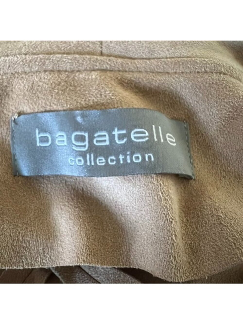 Bagatelle Women Sz L Tan Faux Suede Drape Open Front Jacket Chic Soft Minimal - Picture 6 of 8
